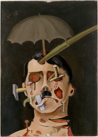 ビクトール・ブローネル《Hitler（ヒトラー）》（1934）カードボードに油彩（約22 × 16cm）　Centre Pompidou, Paris/©2022 Artists Rights Society (ARS), New York/ADAGP, Paris/Photo ©CNAC/MNAM, Dist. RMN-Grand Palais/Art Resource, New York