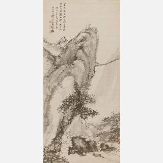 真作/明治の女流南画家/奥原晴湖/花に香画賛/布袋屋掛軸HG-644 真作/明治の女流南画家/奥原晴湖/花に香画賛/布袋屋掛軸HG-644