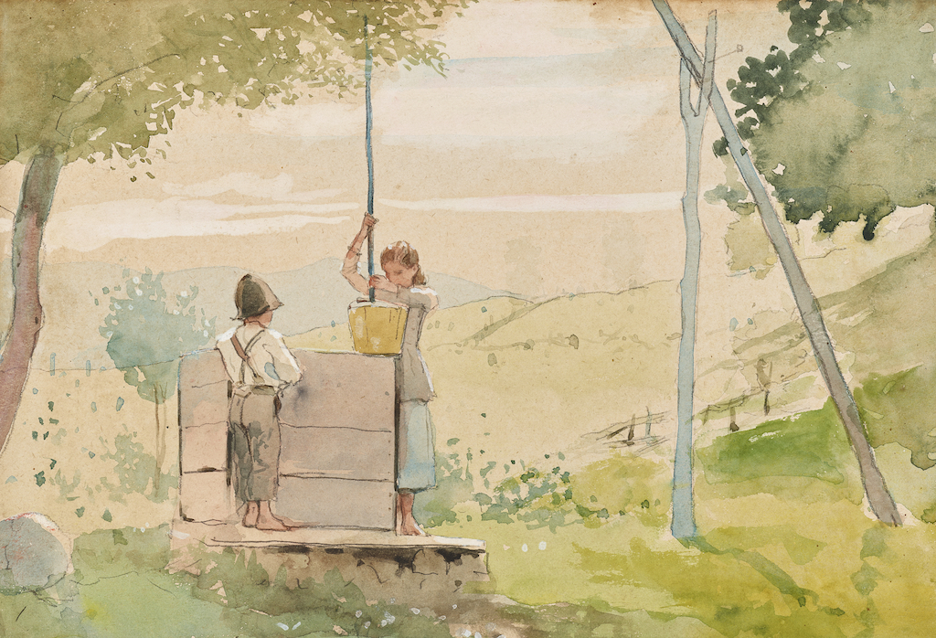 ウィンスロー・ホーマーの《Boy and Girl at a Well》（1879年）は鑑定されたのちに、約1770万円で買い手が付いた。Photo: Courtesy of Christie's