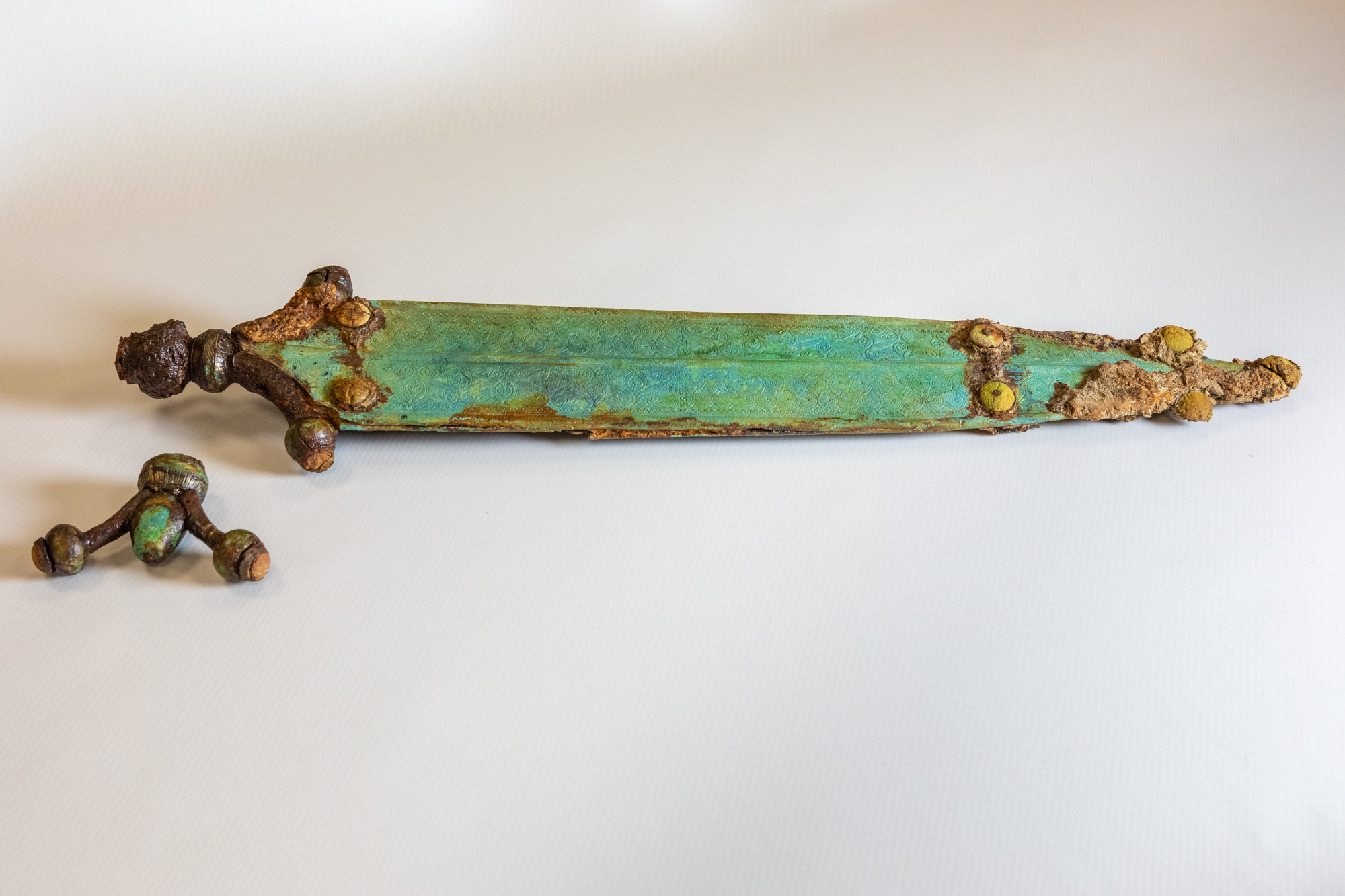 「ヨーロッパでも類を見ない」2400年前の剣を発見！ 権力の証の華麗な模様もくっきり