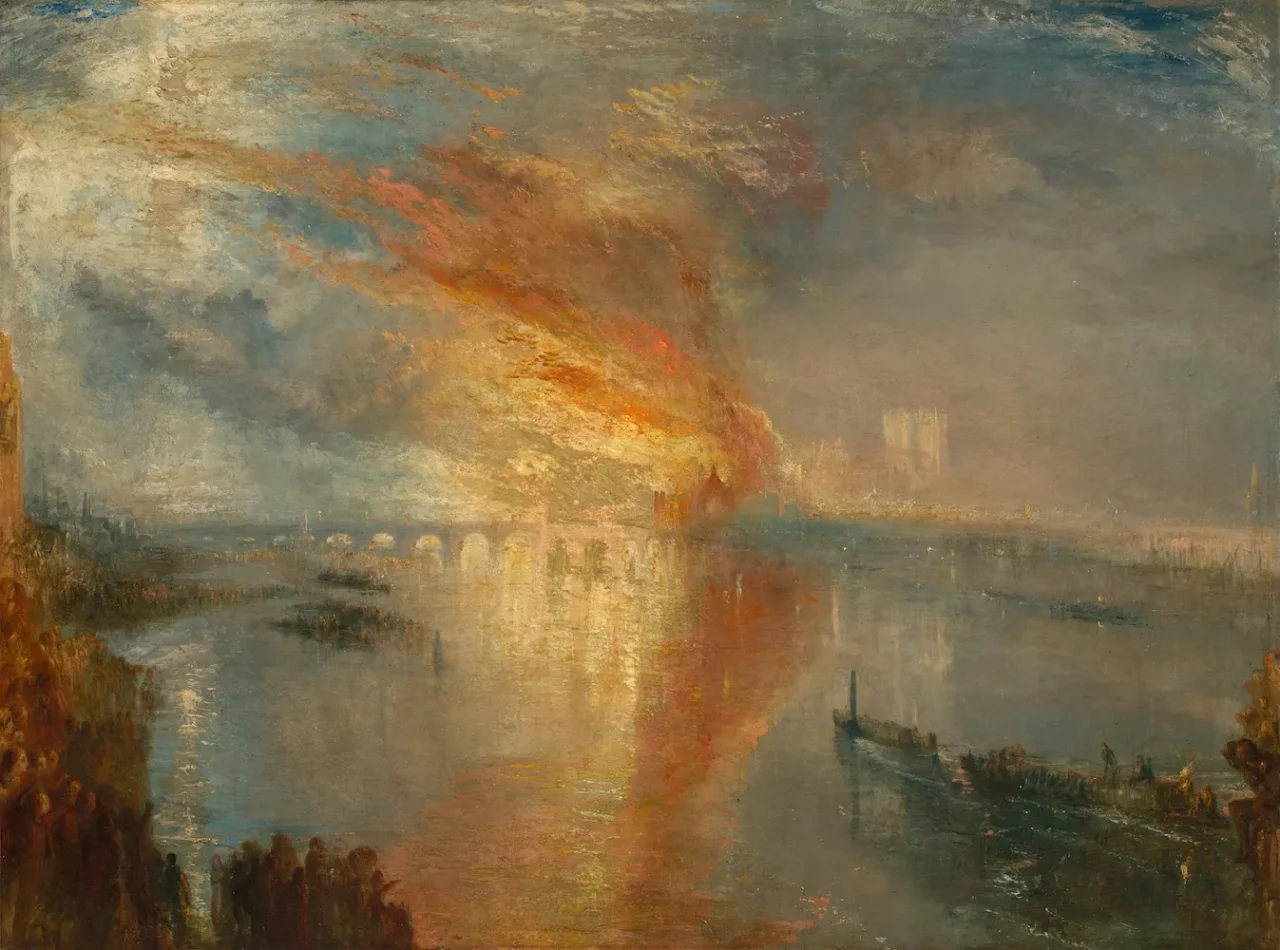 J.M.W.ターナー《国会議事堂の火事、1834年10月16日》(1834-35) Photo: Cleveland Museum of Art. Photo: Howard Agriesti
