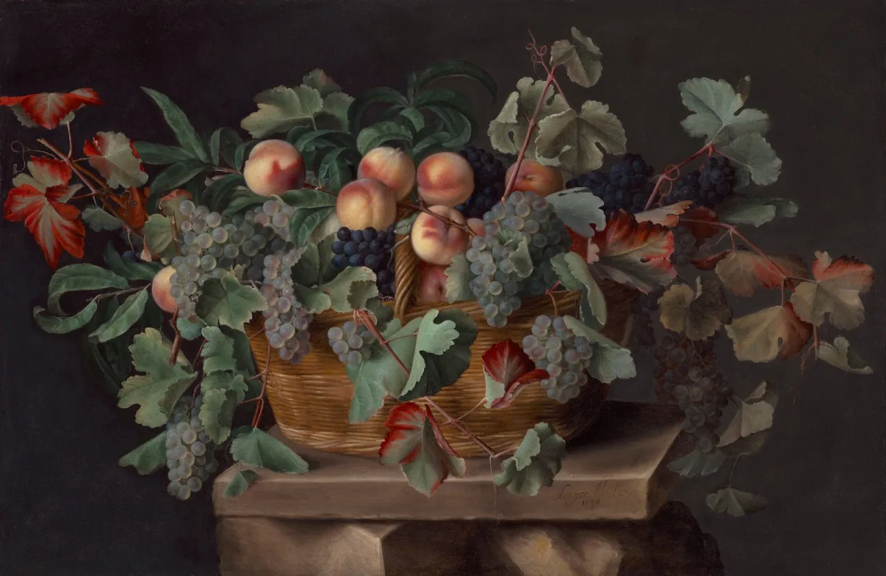 ルイーズ・モワヨン《桃とブドウのかごのある静物》(1636) Photo: National Gallery of Art, Washington D.C.