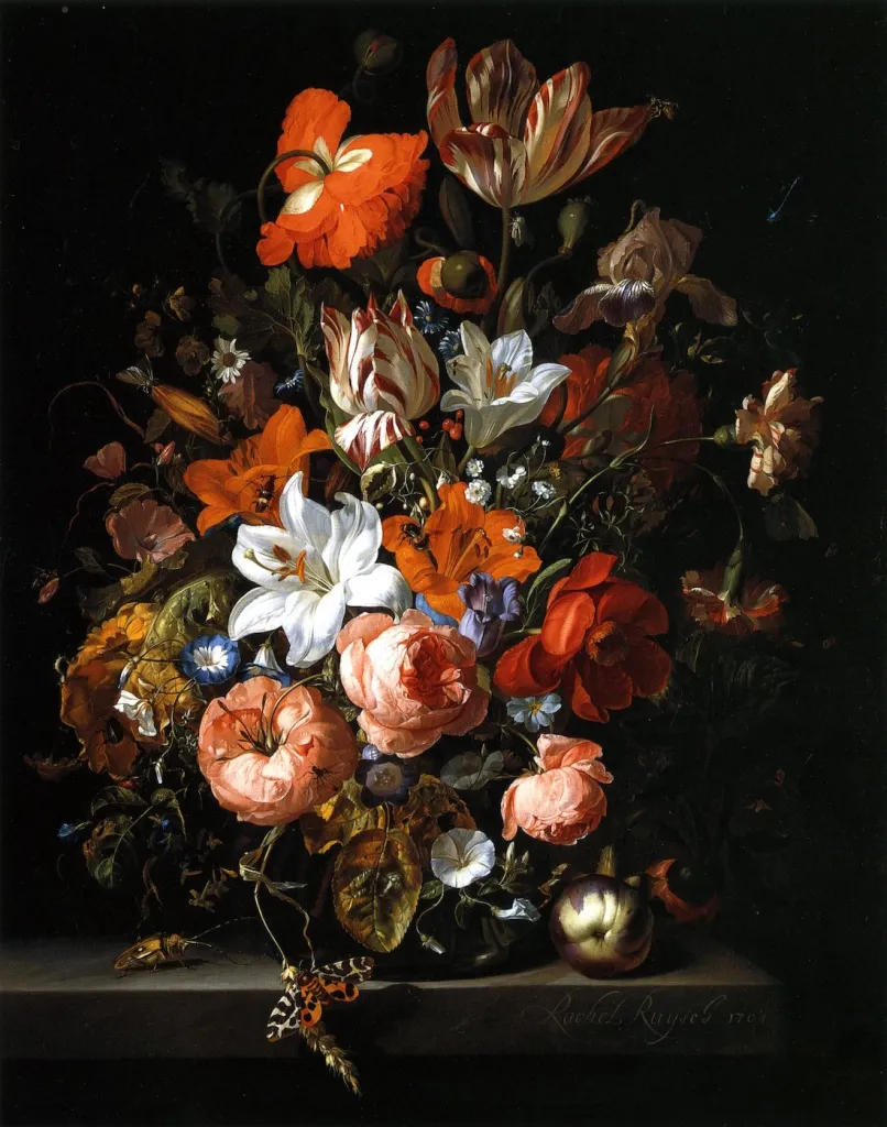 ラッヘル・ライス《ガラス花瓶の花》(1704) Photo: Detroit Institute of Arts