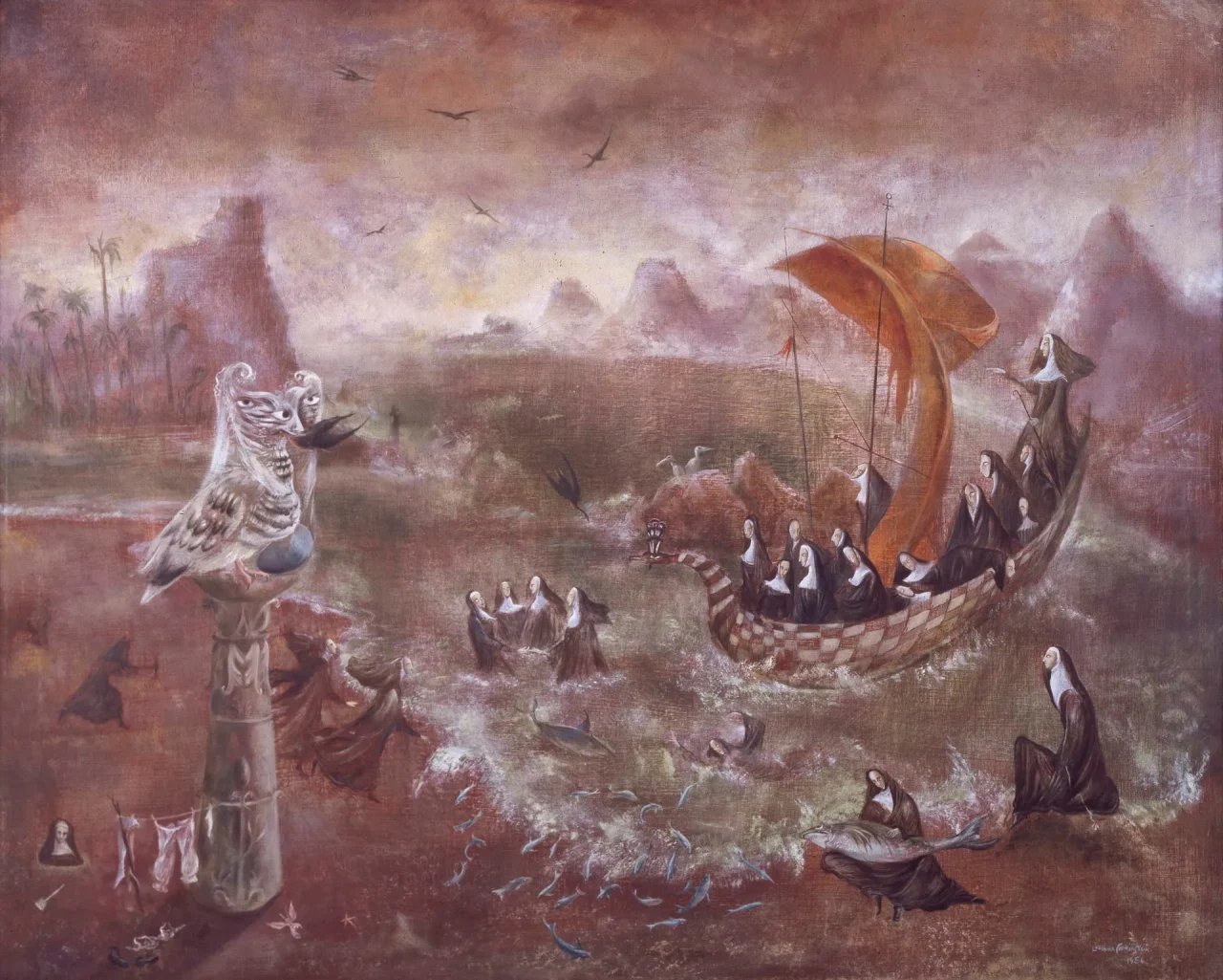 レオノーラ・キャリントン《Nunscape at Manzanillo》（1956）　Photo: ©Leonora Carrington/Artists Rights Society (ARS), New York