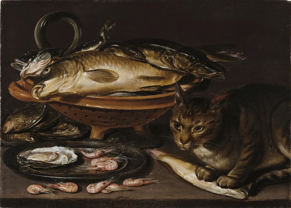 クララ・ペーテルス《Still Life of Fish and Cat》（1620年以降）　Photo: Collection of the National Museum of Women in the Arts, Washington D.C.