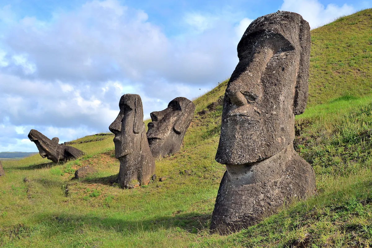 Moai sculptures on Easter Island. Universal Images Group via Getty Images