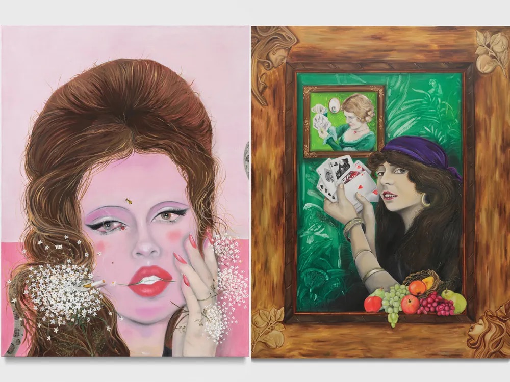 カティア・サイブの作品。左：《Sicilian Defence》（2021）、右：《Cornucopia》（2025）。Photo: Elon Schoenholz/Courtesy Sadie Coles HQ, London/©Katja Seib