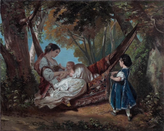 ギュスターヴ・クールベ《Mother and Child on a Hammock》（1844） Photo: Public Domain