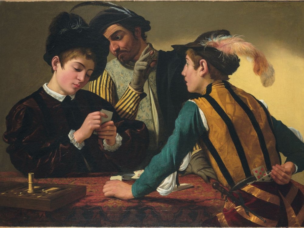 カラヴァッジョ《トランプ詐欺師》（1595）　Photo: Kimbell Art Museum