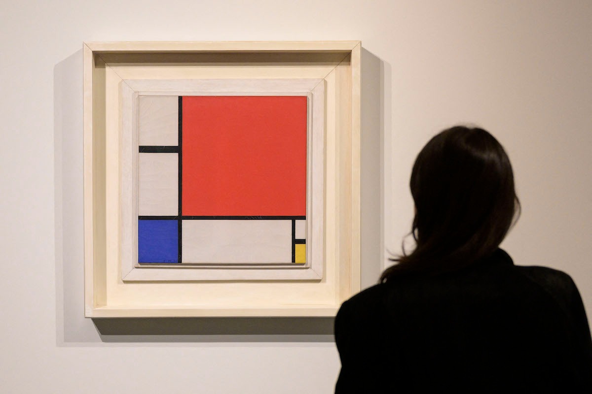 Piet Mondrian's Composition No. II at Sotheby's. Photo: Angela Weiss/AFP via Getty Images