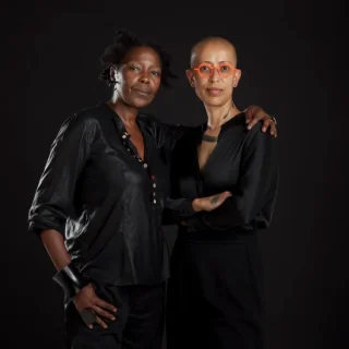 Gabrielle Goliath (right), with Ingrid Masondo, who was selected as the curator of her South African Pavilion for the Venice Biennale. Photo: Ashley Walters