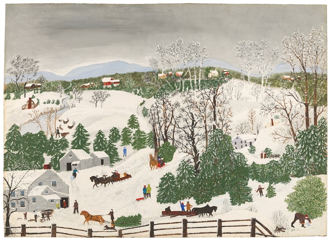 グランマ・モーゼス《Out for Christmas Trees》（1946）　Photo: Smithsonian American Art Museum. Artwork copyright © Grandma Moses Properties Co., NY
