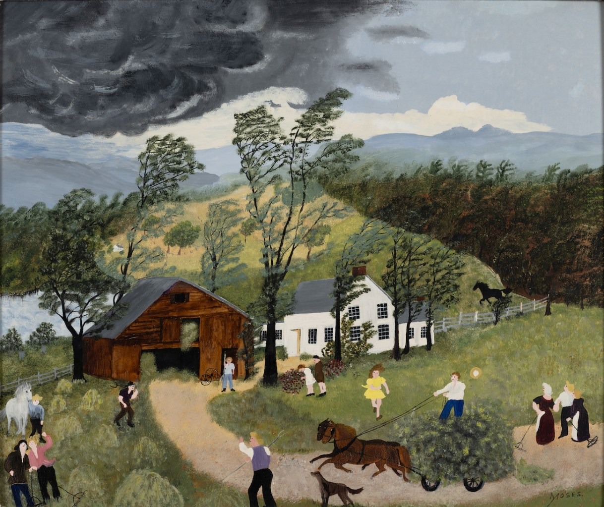 グランマ・モーゼス《The Thunderstorm》（1948）　Photo: Smithsonian American Art Museum. Artwork copyright © Grandma Moses Properties Co., NY