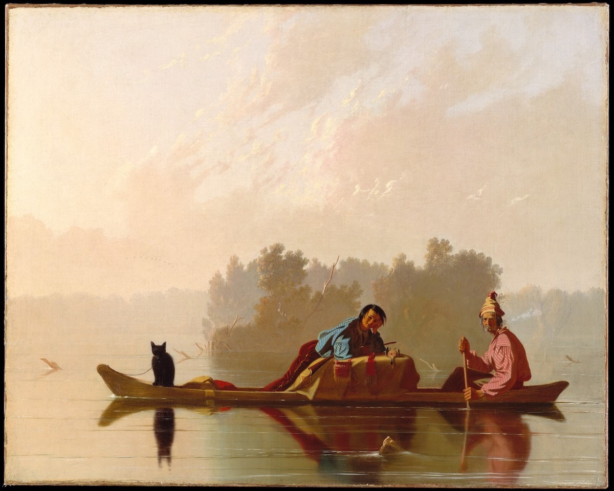 ジョージ・カレブ・ビンガム《ミズーリ川を下る毛皮商人》（1845）　Photo: Metropolitan Museum of Art