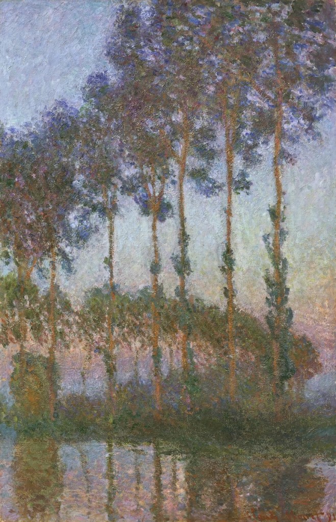 クロード・モネ《エプト川沿いのポプラ並木、夕暮れ》（1891）　Photo: Christie’s