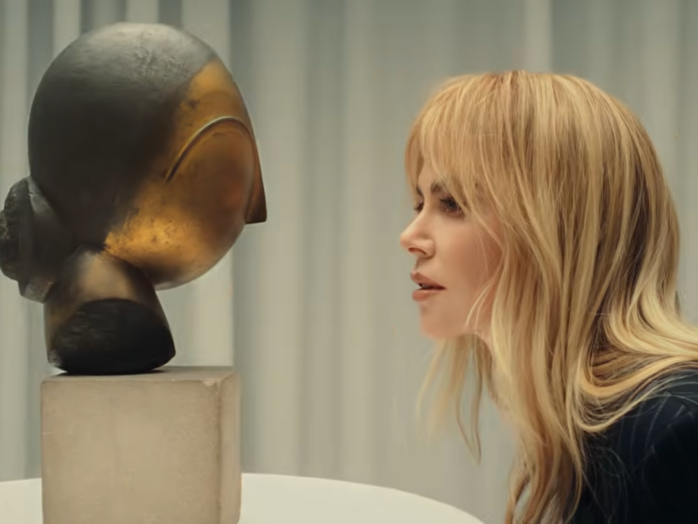 A screenshot from Christie's video starring Nicole Kidman and featuring Constantin Brâncuși's sculpture Danaïde, 1913. Courtesy Christie's