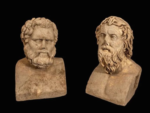 古代のワイン圧搾設備から1700年前の胸像2体が出土。伝説的人物の実在