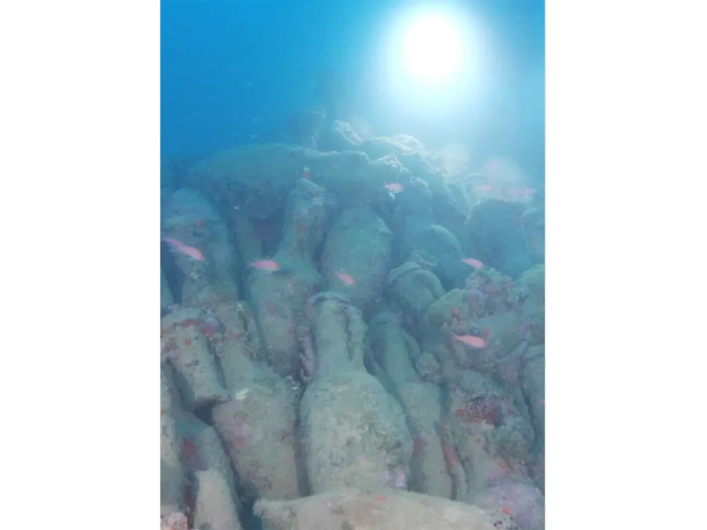 A photo posted by the Italian Ministry of Culture, showing ancient ceramic vessels discovered on the ocean floor. Courtesy @mic_italia/Italian Ministry of Culture