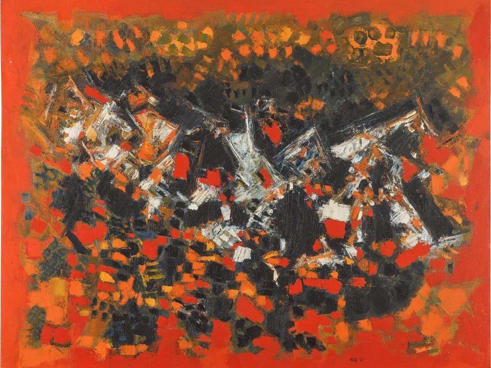 Sayed Haider (S.H.) Raza, Paysage Rouge, 1960. Courtesy Sotheby's